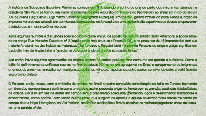 Palmeiras's tweet photo. 106 anos de história. Gigantes desde 1914! 🇮🇹🐷

#Palmeiras106Anos https://t.co/l5btoOungg