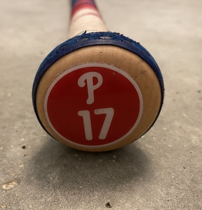 phillypaws's tweet photo. Or maybe you'll want a signed, game-used baseball bat from @Phillies' @rhyshoskins!? Place your bids as soon as possible! https://t.co/6iJoklAfhd #ChefsWeekforPAWS https://t.co/IslUVBOpko