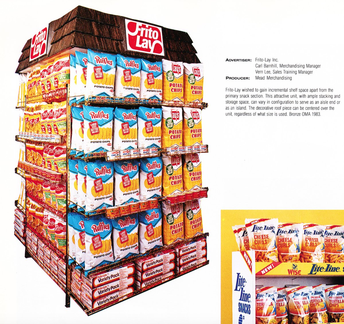 While it's not from the same series, 'Point of Purchase' by Robert Konikow (1985), collects some interesting displays from that era; including 'fast food mansard' Frito-Lay shelving, Atari demo kiosk, synthwave dog food, and a terrifying Hardee's 'Fun Machine'.