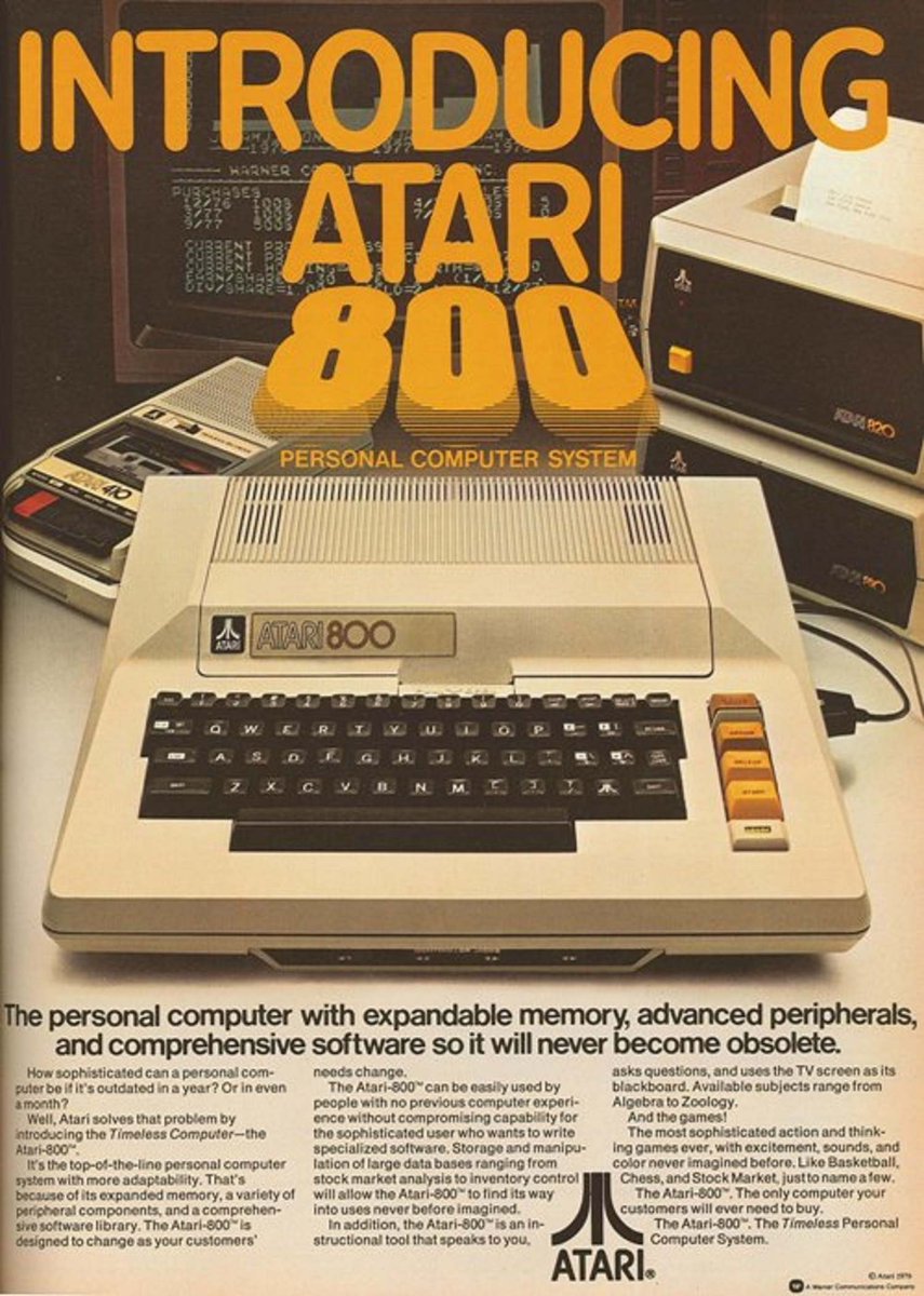 Atari 800, 1978. Faster than many competitors. Eventually outcompeted by Commodore.