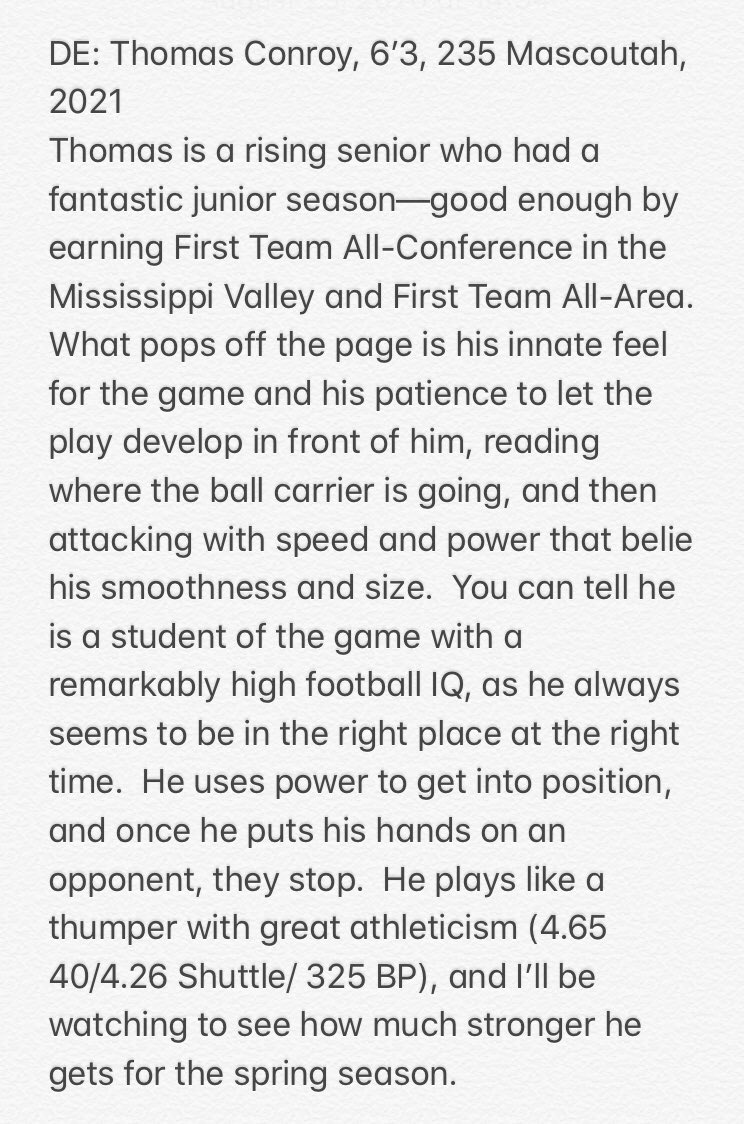 Deeply appreciate the eval and the write-up! <a href="/Ryan_Bennett77/">Coach Ryan Bennett</a> <a href="/lemminginsider/">Matt Lemming</a> @Jlemming18 <a href="/PrepRedzoneIL/">Prep Redzone Illinois</a> <a href="/CoachBigPete/">Peter "Coach Big Pete" Leinweber</a> <a href="/GSV_STL/">Gateway Sports Venue</a> #Grinding #Rolltribe