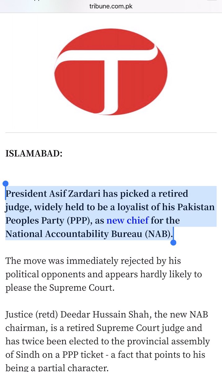 NAB was created by Gen Musharraf but the fact that his successor regimes made no amendments in NAB law in-spite of enjoying unanimity on various other constitutional amendments,stands true. PPP Govt Started Eyeballing Pmln by appointing Ex MPA as NAB Chief,Pmln reacted but just.