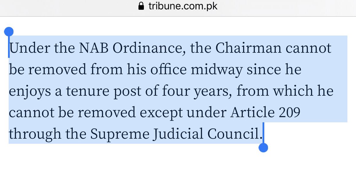 It’s imperative to mention NAB Chief can not be removed during their turn after an appointment has been made & ratified by The Parliament after the consultation with Opposition Leader. Any Amendment in constitution requires 2/3rd Majority Pti unfortunately doesn’t enjoy.