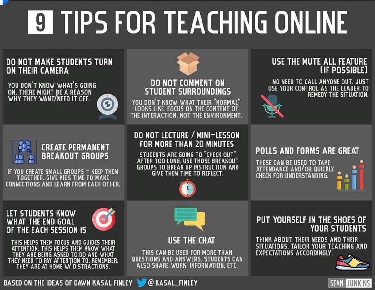 Great reminders from <a href="/kasal_finley/">Dawn Kasal Finley(she/her) 🖤</a>. I hadn’t thought of permanent breakout groups! Great idea!