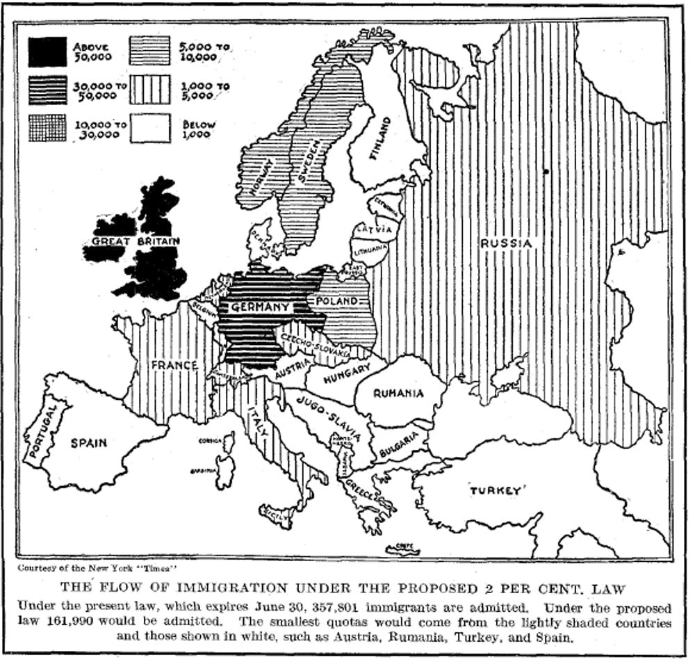 (2/6) ... was meant to favor Europeans of Nordic descent from Northern and Western Europe. Harsh limits were put in place to deter immigration from anywhere else, which also included Southern and Eastern Europe. Mexican immigration was not as limited due to the...