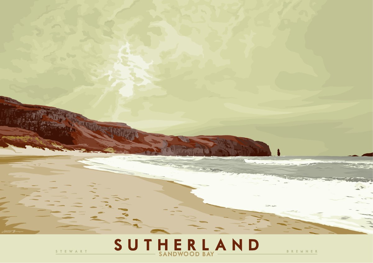 Hmm. If this was a road trip, you'd be doing serious damage if you the headed all the way back north again, to the very north west and the sea-tossed delights of Sandwood Bay.  https://indy-prints.com/collections/landscape-posters/products/sutherland-sandwood-bay