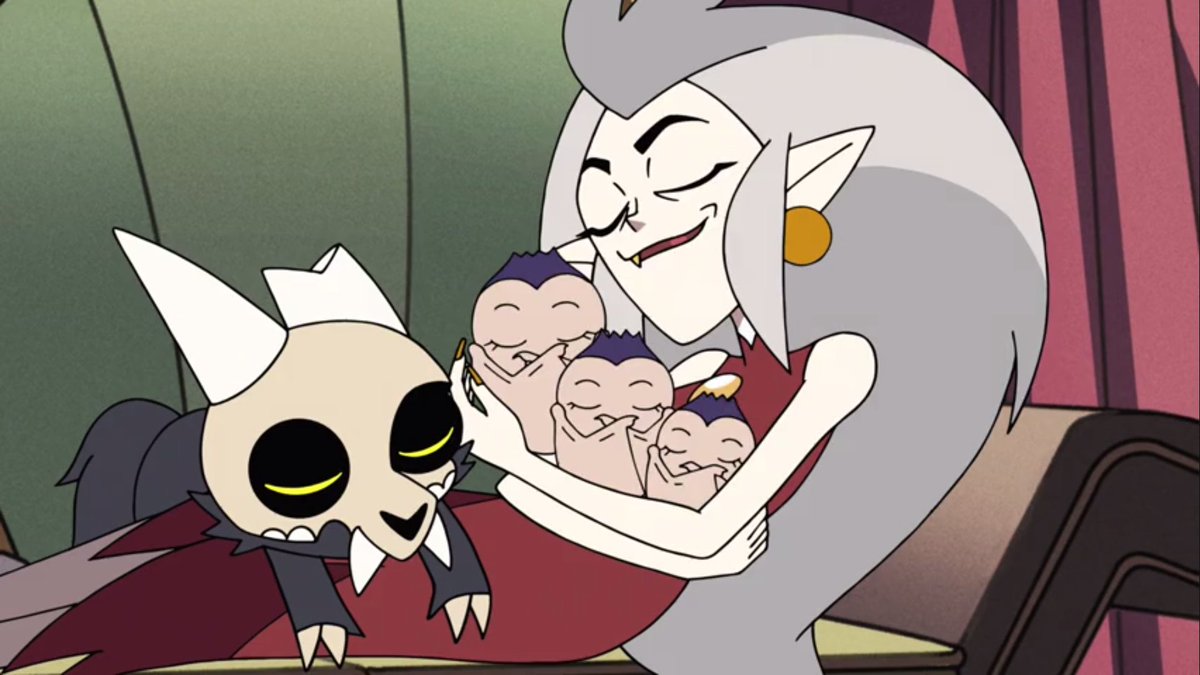 6/? From Lost in Language we know The Bat Queen is the wealthiest demon on the Boiling Isles and that she trusts Eda enough to take care of her children. But it is from Escape of the Palisman that we learned the most about her.  #TheOwlHouse  #TheOwlHouseSpoilers  #TheOwlHosue