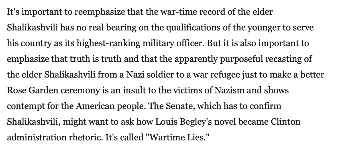 today's Discourse reminded that john shalikashvilli, one of the highest ranked generals in the US army and clinton's chairman of the joint chiefs of staff, had a father who was in the georgian SS and they tried to pass it off as an inspirational refugee story