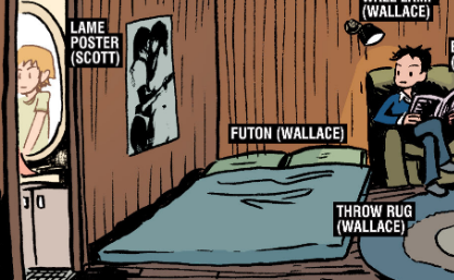 dazariath's tweet photo. I also picked up on lil details in this room. Like I never got the joke with the lame poster. I love the irony of the poster being directly above these two guys in a totally platonic relationship while the poster shows the complete opposite https://t.co/QOO99gLfFy
