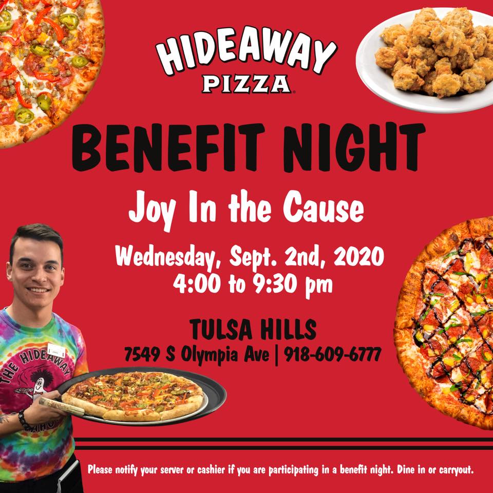 JoyInTheCause's tweet photo. Hideaway Pizza Night for Joy in the Cause! - https://t.co/9WiYHAc5d9 https://t.co/beY6AXeDer