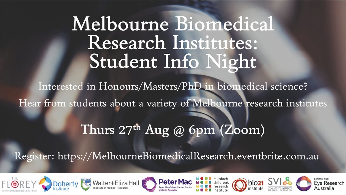 Kevin Law (@kevincl_law) on Twitter photo Come and find out what biomedical research project you can do!
Tomorrow I will be presenting alongside students across many research institutes in Melbourne #MelbourneBiomedicalResearch
Register: bit.ly/3jcrTSB
<a href="/TheFlorey/">The Florey</a> <a href="/UniMelbMDHS/">UniMelb MDHS</a> <a href="/SciMelb/">Science at Melbourne</a> Come and find out what biomedical research project you can do!
Tomorrow I will be presenting alongside students across many research institutes in Melbourne #MelbourneBiomedicalResearch
Register: bit.ly/3jcrTSB
<a href="/TheFlorey/">The Florey</a> <a href="/UniMelbMDHS/">UniMelb MDHS</a> <a href="/SciMelb/">Science at Melbourne</a>