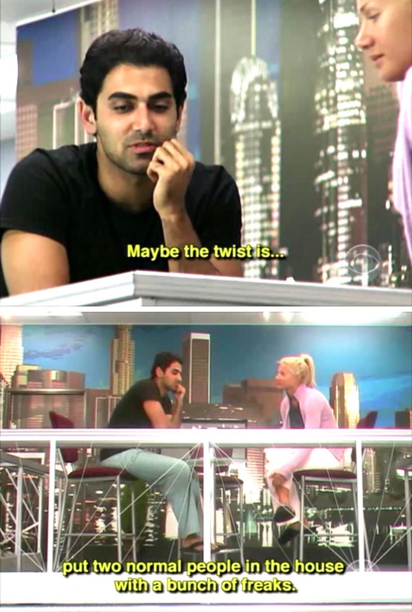 And then there was Kaysar. Who, in a post 9/11 world, taught us about the humanity of Islam and that our differences only define us if we let them. And when he was the only one to realize Janelle's dumb blonde act was just an act, it was a match for the ages.  #BB22