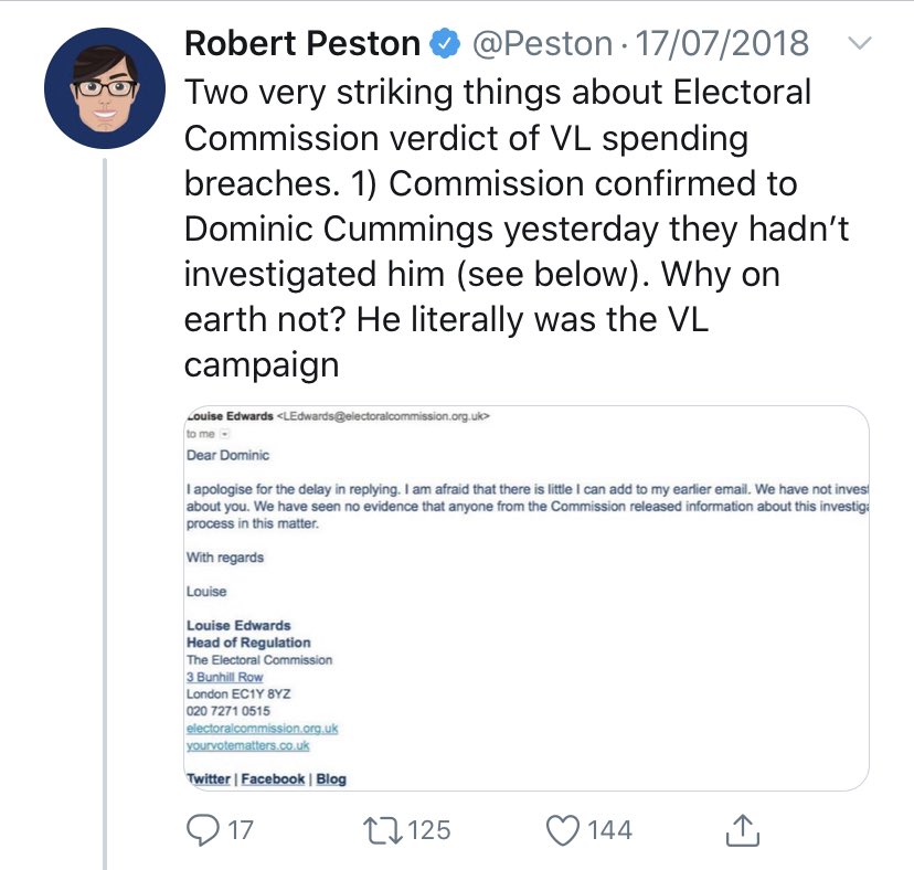 Et tu, Robert? The failure to report on Vote Leave’s electoral fraud is one of the reasons we’re in this mess. The way that Vote Leave were able to exploit the lobby to challenge the findings of the official regulator remain a weeping sore on what’s left of our democracy