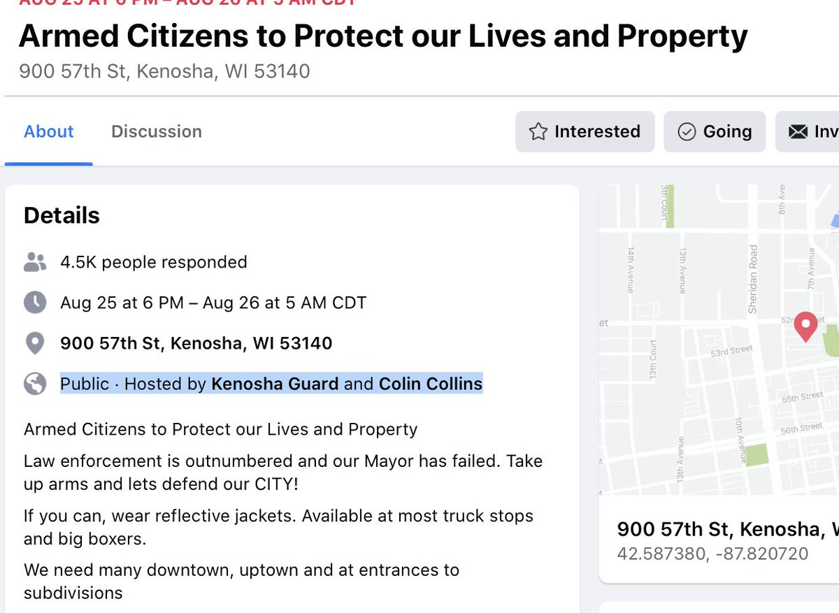 On the 'Kenosha Guard' Facebook page, there is no info about who created it. You'd think Facebook would have more required transparency at this point.The only personal account I see associated with any of this is on the 'Organized by' for the event.