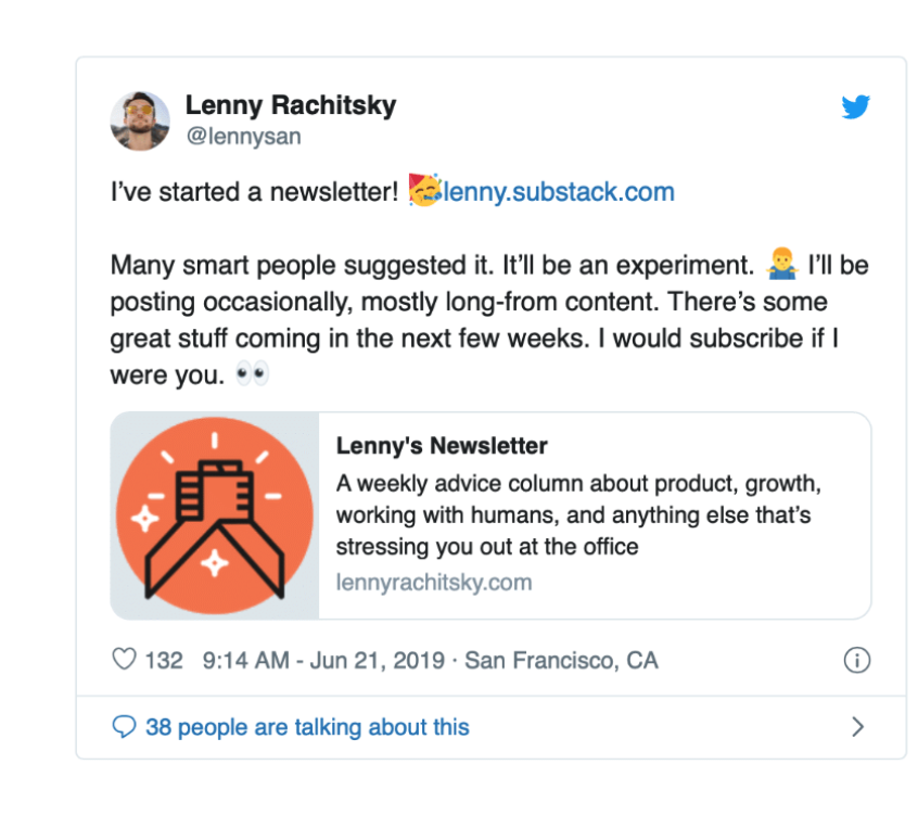 4/ Twitter Flywheel At this point, Lenny would tweet snippets of his articles on Twitter. They generated a lot of attention and helped build the ~500 initial subscribersHe then pulled the trigger and commit to a newsletter. How did  @lennysan grow from 500 to 28,000?