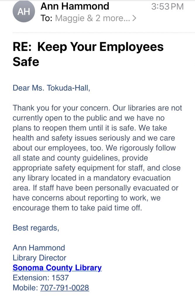 Honestly imagine asking your employees to use up their sick time during a pandemic because you refuse to close? If you support libraries, support the humans who keep them running.