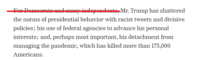 I don't care what Very Nice People tell themselves so they can still look in the mirror.And I certainly don't see any reason to cater to their bullshit worldviews via qualifying clauses preceding a list of observable truths.VNPs are the most flagrantly coddled people on earth