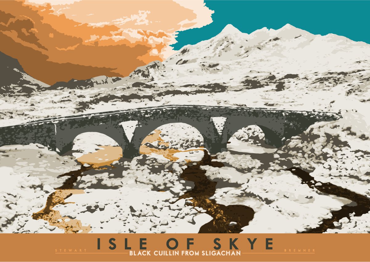Another island view, this time my second drawing of Skye. This view to the Black Cuillin is N1-A0. I guess its wintery charm was lost on everyone.  https://indy-prints.com/collections/landscape-posters/products/isle-of-skye-black-cuilin-from-sligachan