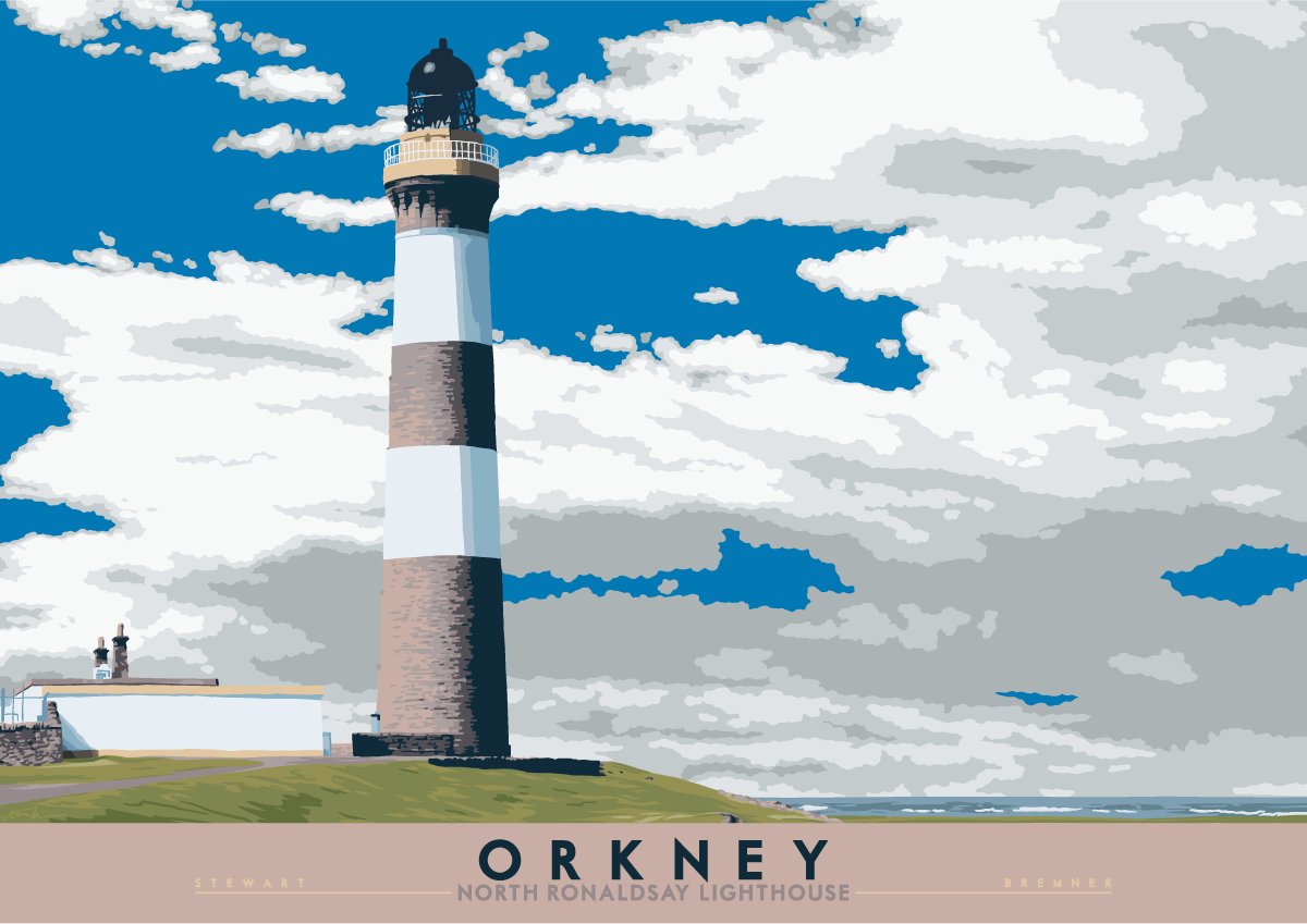 We stay on Orkney for the first of the never-sold lighthouses. There are many. Weird. This is N0-A1. What?! How?! My world has been rocked.  https://indy-prints.com/collections/landscape-posters/products/orkney-north-ronaldsay-lighthouse