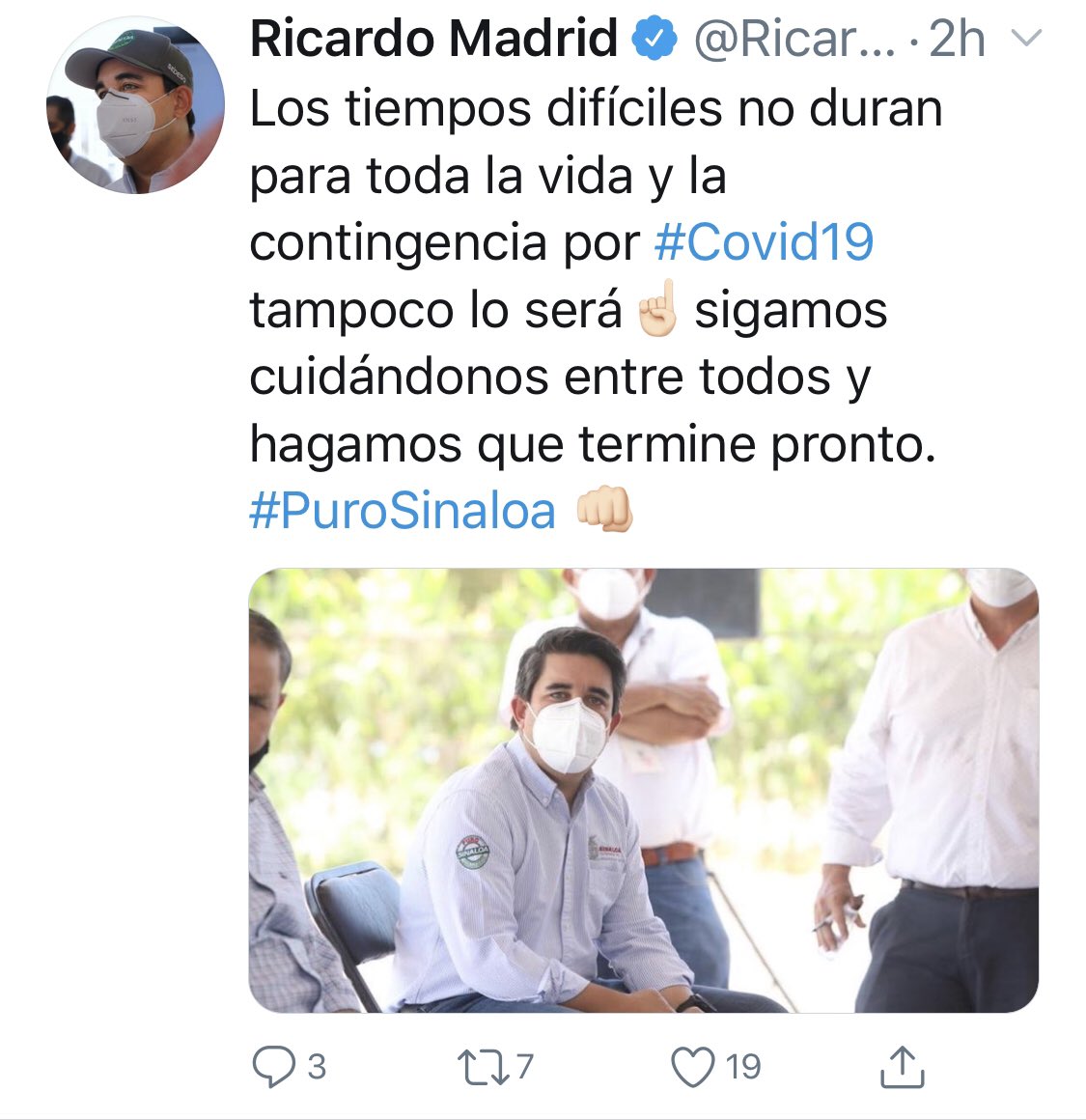 cmontenegrov's tweet photo. Me indignan profundamente las lamentables palabras de @RicardoMadridP en torno al #COVID__19 Miles de personas infectadas y muchos deudos de familiares y amigos que han perdido la vida. QPM https://t.co/K5i80T9zml
