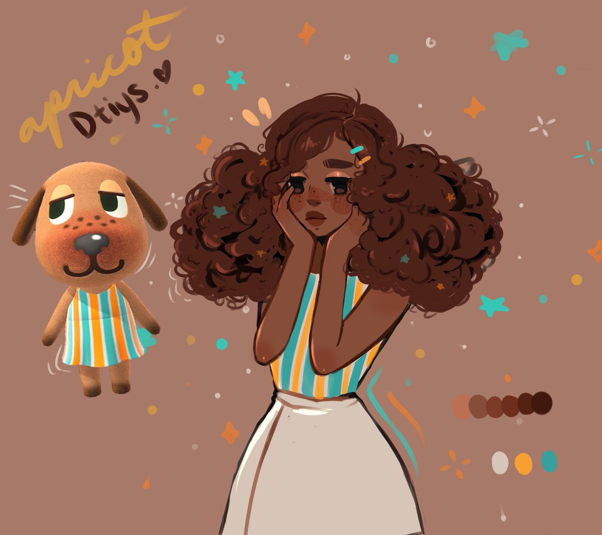 sadpeppermints's tweet photo. This is a bit late, but here is my Draw this in your style (DTIYS) for my 1k! Thank you for the support! Please @ me in your pieces if you choose to do it!  

I wanted to make a human bea from AC. I hope it encourages some people to draw curly hair more!! 💕 https://t.co/dxoNzOJINS