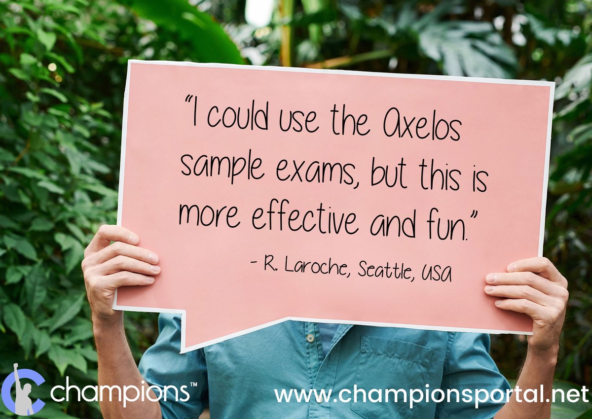 This week, we've been sharing some of our customer feedback with you. 
Discovering Champions has helped so many people and it's the reason WHY we made it! We want to help the world learn faster and smarter. It's that simple.

#itil #cybersecurity #DevOps #exams #learningisfun