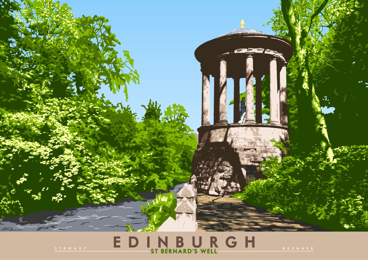 Another very recent addition is this view of St Bernard's Well. I made this to sell at Stockbridge Market, just as we went into lockdown. Ah, 2020.  https://indy-prints.com/collections/landscape-posters/products/edinburgh-st-bernards-well-poster