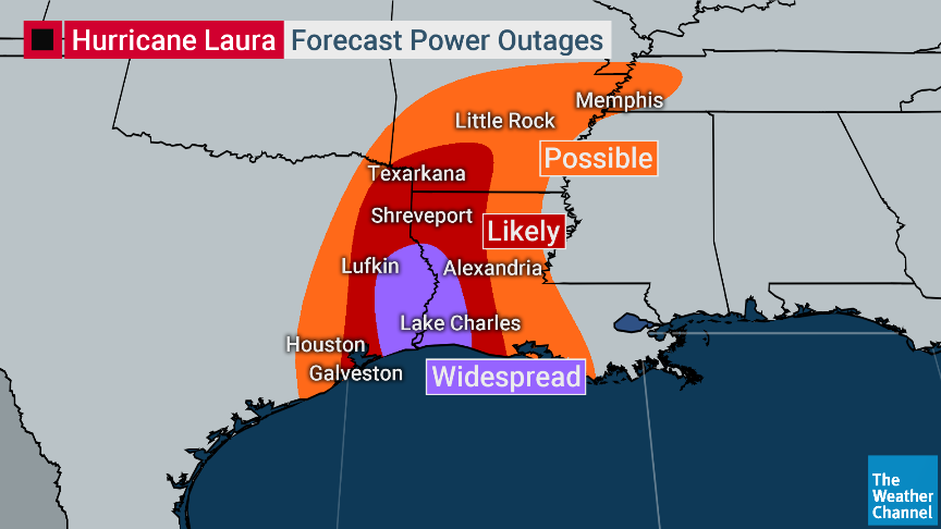 The Weather Channel On Twitter Expect Power Outages Across Multiple States From Laura Watch Our Continuing Coverage Through The Night For The Latest Forecast Details Timing And More Https T Co Kx5zdt684m
