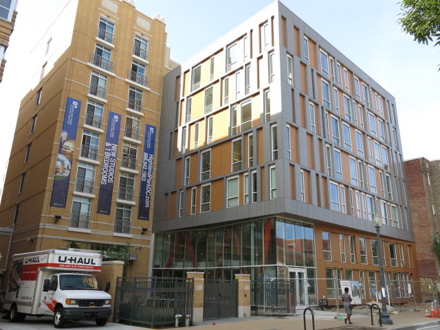 Columbia Heights has a tendency to confound typical frameworks around gentrification. One example in microcosm: from the outside this building right by the metro looks like any other nouveau-yuppie fare - it's actually 100% permanent supportive housing for the formerly homeless.