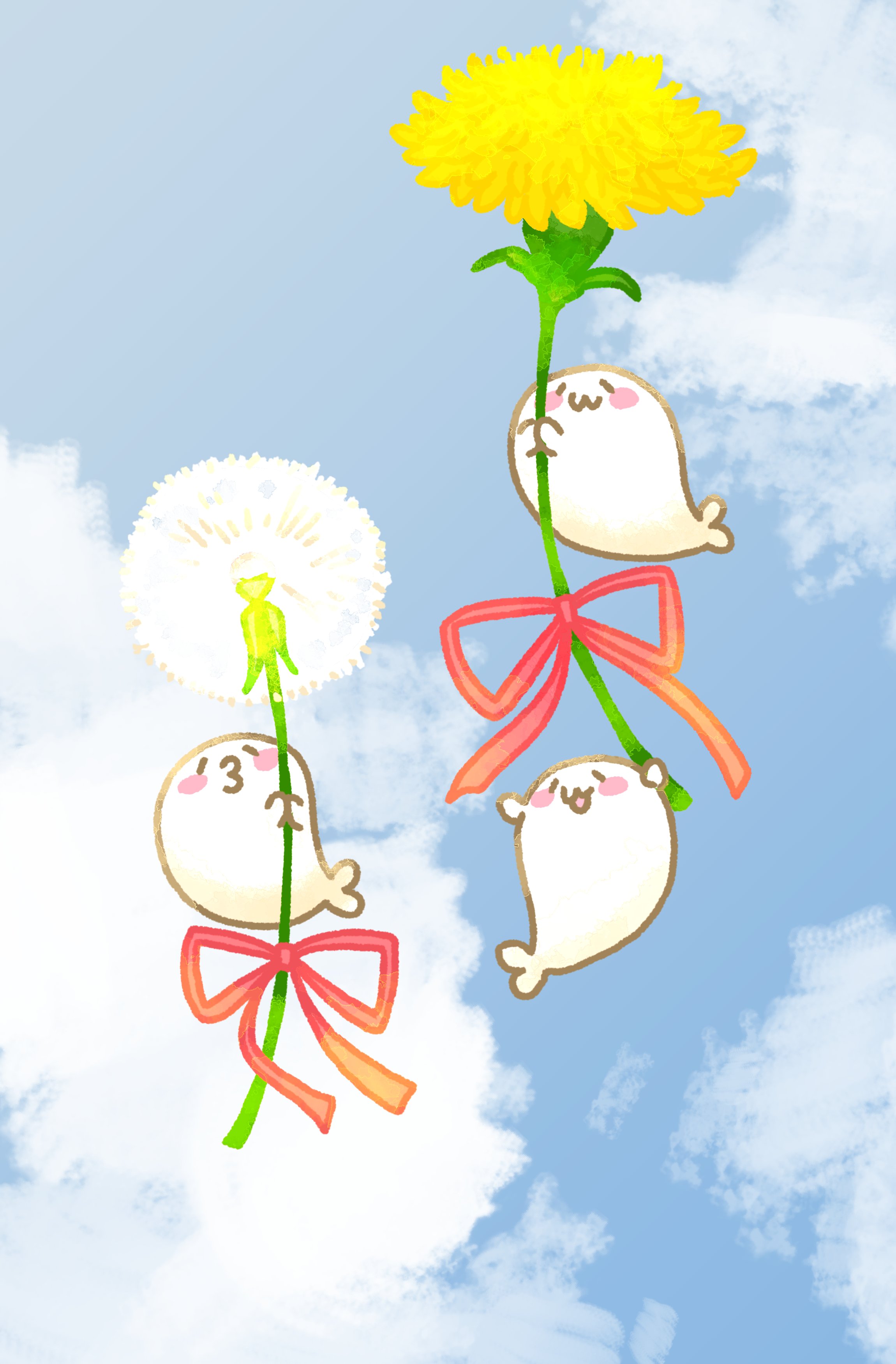 グレー あざらしさん あざらしさん的誕生花 4月はたんぽぽ 花言葉は 真心の愛 神託 あざらしさん 綿毛は 別離 ってなんか寂しい花言葉になっちゃうらしいんだけど きっとこのこざらしさんは辛い事を別のところへ飛ばして離してくれるよ 考え方