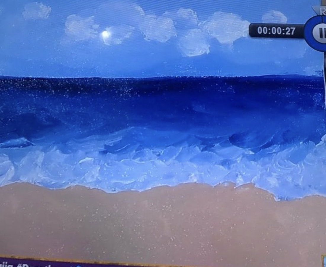FaderinTaiwo's tweet photo. You are indeed so creative baby G.. just look at how the sun is coming out little by little... you are good at everything you do Erica... Elites are the #gloriousteam. this painting is so unique... like a blue sea under the blue skye ๐๐ woooow.. i love it
#TeamErica
#BBNAIJA https://t.co/VehQ5vBTUb