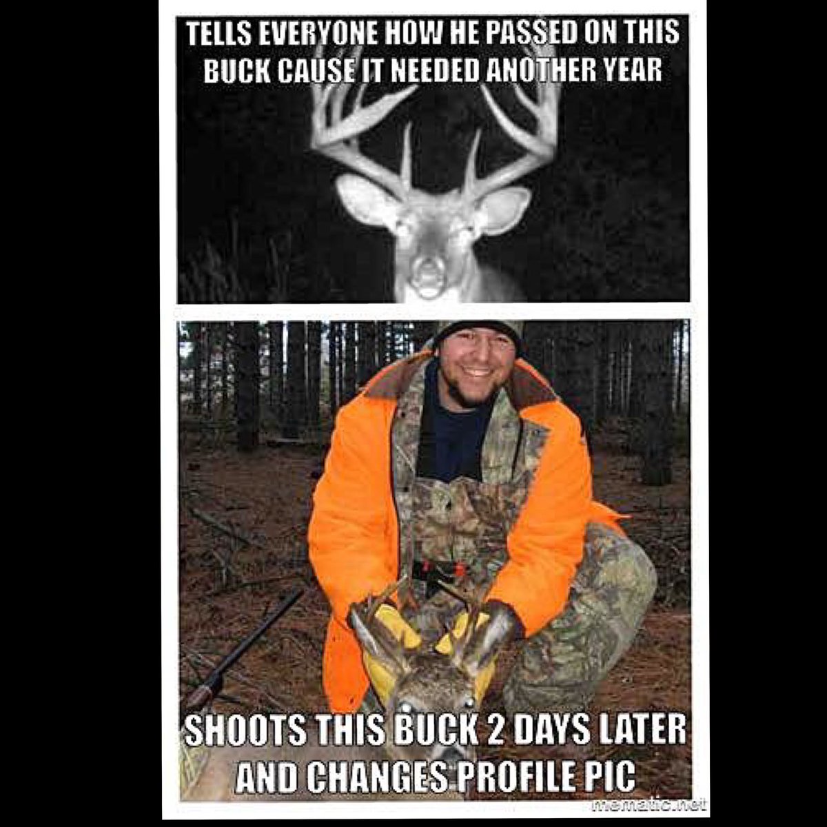 ItsBigNick's tweet image. We all know that one guy...
. . .
#hunting #huntingproblems #trailcamerapics #needsanotheryear #passed #shotasmallone #deer #buck