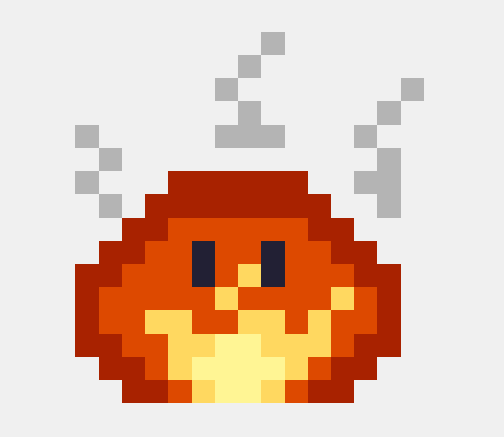 naultics's tweet photo. Day 2 of making a slime with pixel art. I tried exporting with higher scale but same blurriness. Screenshots it is :') #PixelArt #Fire #LessTrash https://t.co/4fO3cB9aVP