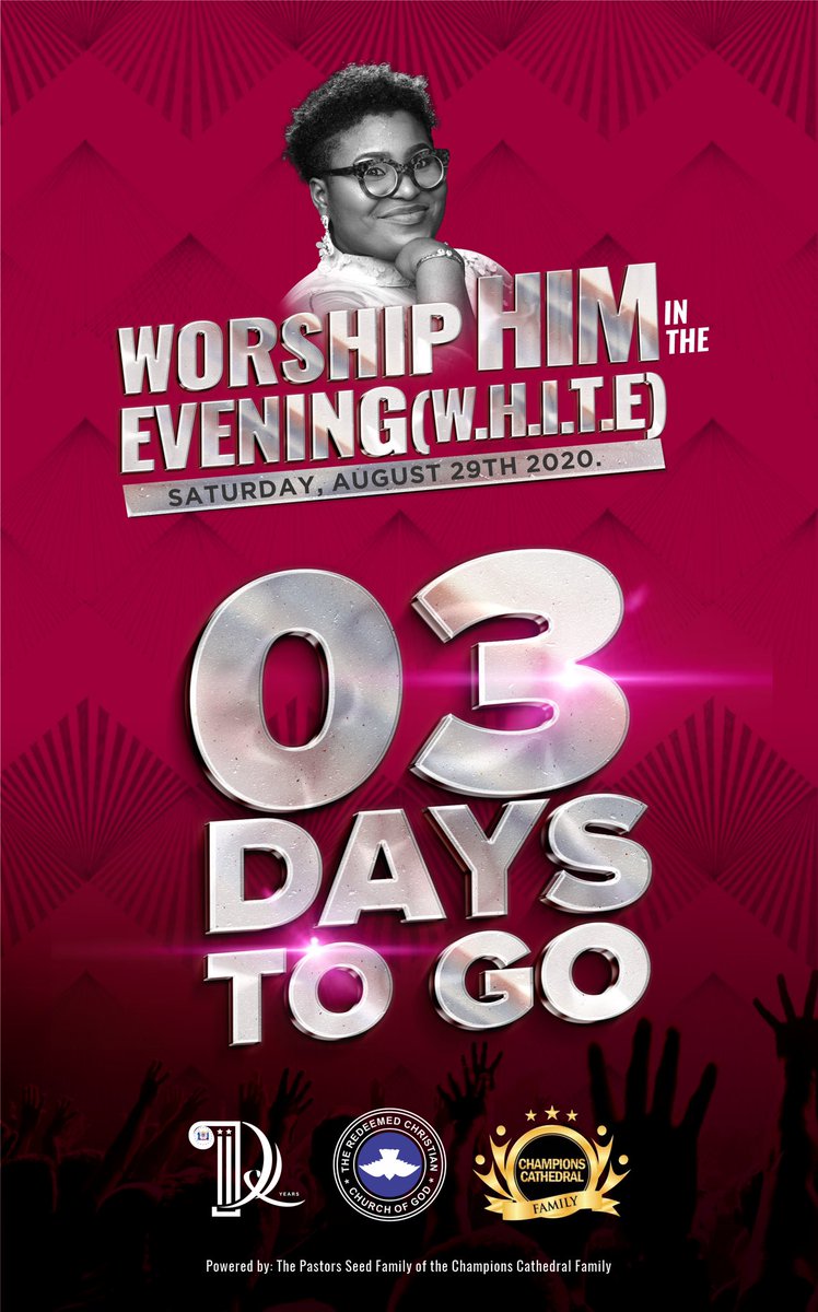 ChampionsPSF's tweet photo. Calvary Greetings Beloved, 
The Champions Cathedral Family PSF presents *Worship Him In The Evening (W.H.I.T.E)*. 
We humbly invite you to come and fellowship with us!
Time: 4pm
Venue: Champions Cathedral
Shalom!  #RCCG
#CHAMPIONSCATHEDRAL
#WORSHIPHIMINTHEEVENING #psfrccgofficial https://t.co/yaeODSm2Hi