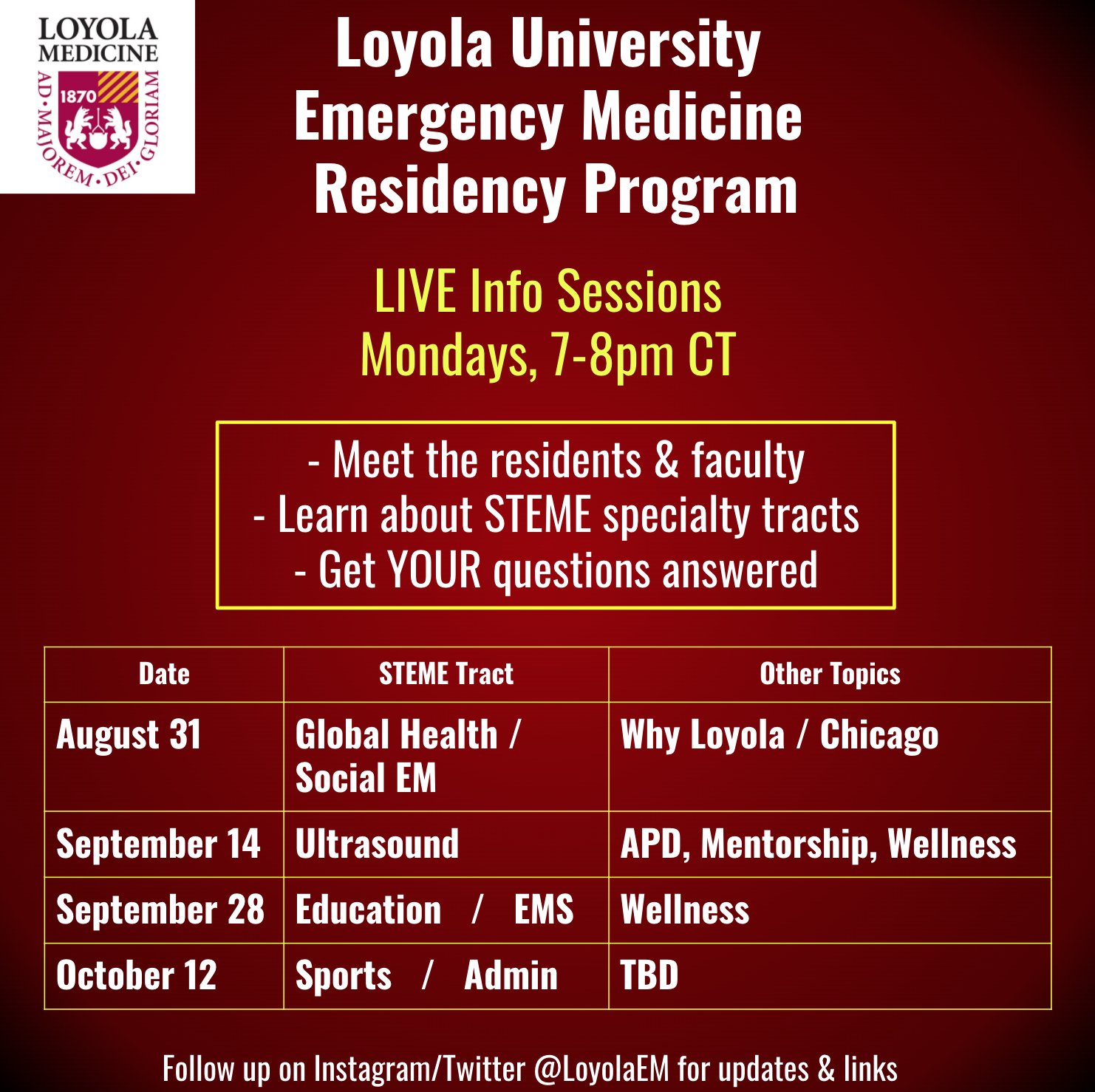 Information for Emergency Medicine Residency Applicants Loyola Medicine