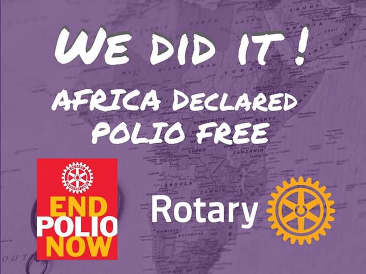 A Polio free Africa! 
Our Children are safe 💃💃
#RotaryInternational 
#RotaryOpensOpportunities 
#EndPolioNow 
#AfricaIsPolioFree