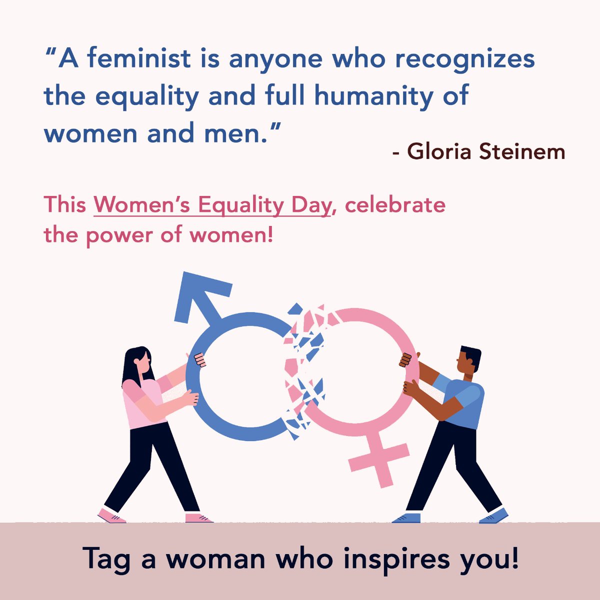 Let's promote equality over superiority on this Women's Equality Day. Men and women complement each other. Let's not make it a competition.

#genderequity