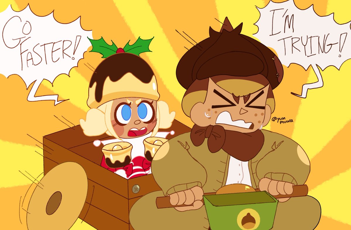 yummuwa's tweet photo. Me and a friend were playing friendly run and she kept rushing me 💔 #cookierun #cookierunfanart #cookierunovenbreak #chesnutcookie #puddingcookie https://t.co/BHVZT5xlzM