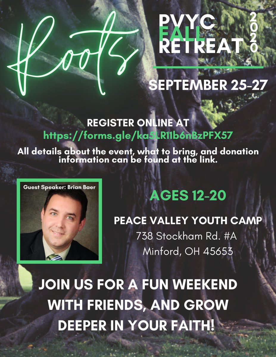 Peace_Valley_YC's tweet photo. Join us for our fall retreat! You can register here: https://t.co/ZBqFYNEVOB https://t.co/SUq6cXvP9d