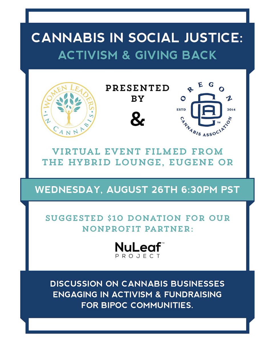 NuProject (@nuprojectorg) on Twitter photo Join the virtual discussion with <a href="/OR_Cannabis/">Oregon Cannabis Assn</a> tomorrow, Wednesday, August 26th about how Portland and Oregon cannabis tax funds should be allocated moving forward.
Register here 👉🏾 eventbrite.com/e/cannabis-in-…
#Portland #CannabisCommunity
#virtualevent #activism Join the virtual discussion with <a href="/OR_Cannabis/">Oregon Cannabis Assn</a> tomorrow, Wednesday, August 26th about how Portland and Oregon cannabis tax funds should be allocated moving forward.
Register here 👉🏾 eventbrite.com/e/cannabis-in-…
#Portland #CannabisCommunity
#virtualevent #activism