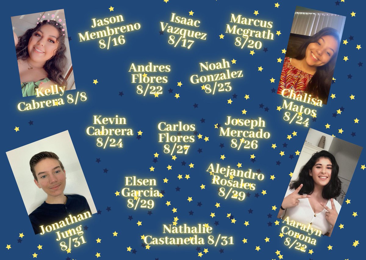 warrenhighchoir's tweet photo. HEY BEARS!🐻💙💛 We’ve decided to recognize our choir birthdays each month! It’s NEVER too late to wish someone a HAPPY BIRTHDAY!💛💛✨Here’s our August birthdays!!!!✨🎈🎉 https://t.co/rvTDOGsoeK