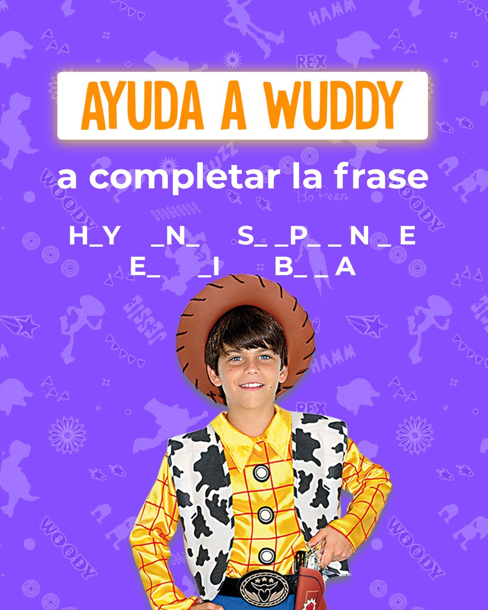 Una de las frases más populares usadas por el aguacil Wuddy en Toy Story ¿La conoces? 🎬✨
#DisfracesCarnavalito #Carnavalito #VentadeDisfraces
#ToyStory https://t.co/Bib3iHTmsf