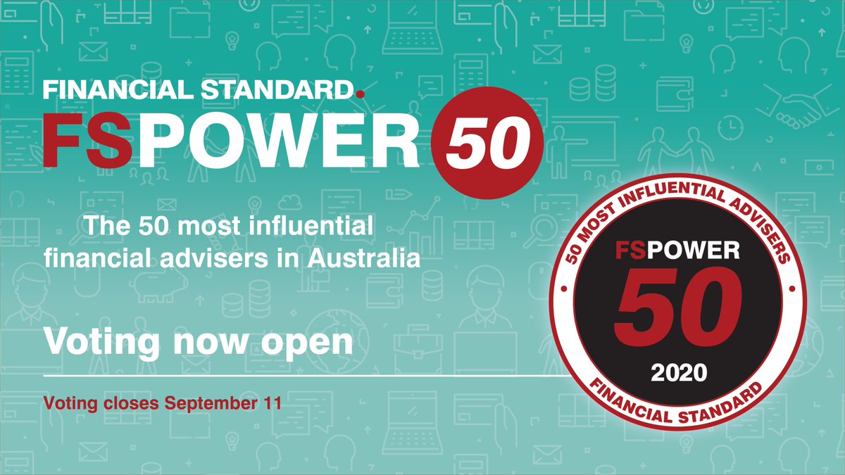 FinStd's tweet photo. Just over 100 advisers have been selected in the #FSPower50 shortlist.
Voting is now live, so you can vote for your peers here https://t.co/vjoO57pF2h to decide the most influential advisers in Australia for 2020. https://t.co/cW4C9ZJvFq