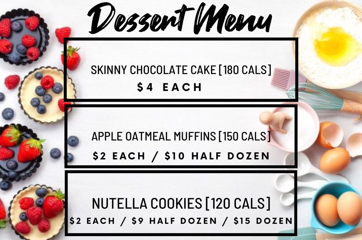 CaseMeals's tweet image. Menu for 8.31 

Also, a new Dessert Menu! 
Gotta crave that sweet tooth and treat yo self 😋🍪
