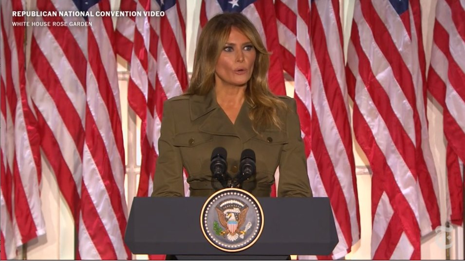 Nicole_Hamilton's tweet photo. Melania's outfit reveals new evidence of Russian military influence deep within the White House. https://t.co/I0UwLbFkfM
