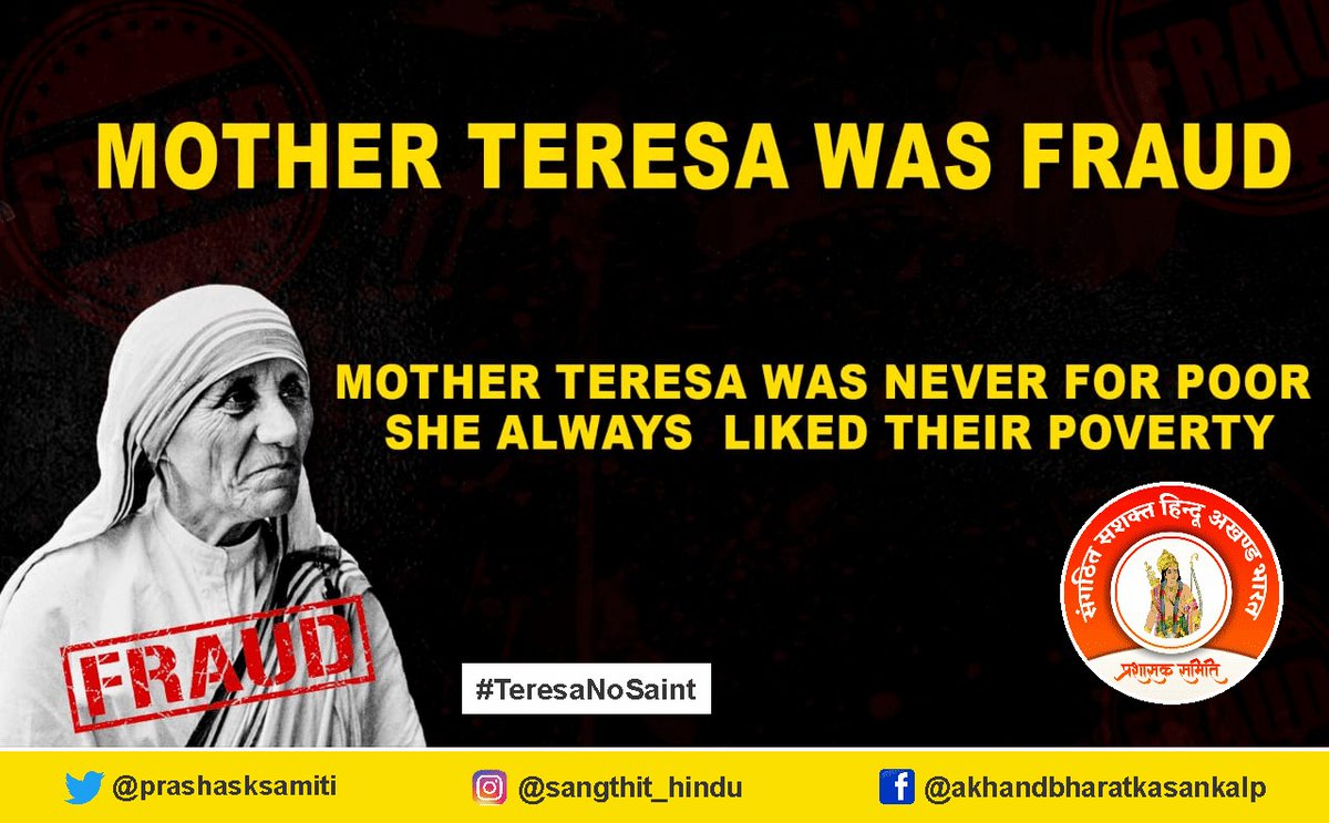 Instead of making hospitals and orphanages, much the funds were used to build churches, missionary schools and salaries of employees #TeresaNoSaint