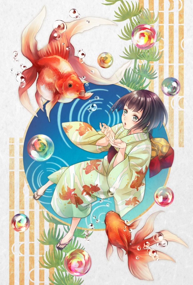 Twitter 上的 Art Street 公式 Artstreet作品紹介 Ushiさん Ushi 424 のイラストで 夏祭りの夢 着物の女の子や 漂う金魚たちが とても夏らしいイラストです 夏祭りの時は 心もﾌﾜｯと浮かれちゃいますね Ushiさんの他の作品はこちら