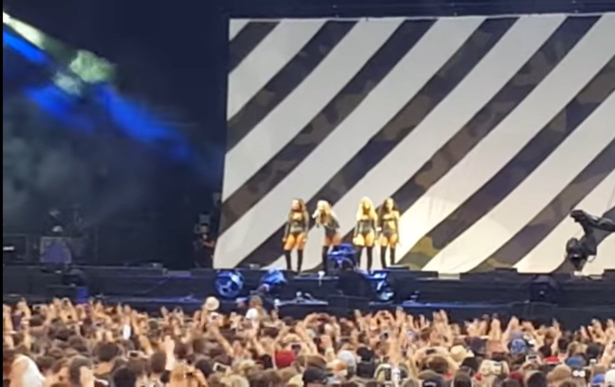 2016 - Leeds festival Rbb appears with the blue and green stickers during the Little mix performance. And while SECRET LOVE SONG the lights on the stage turned blue and green.