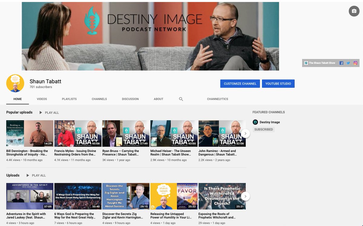 stabatt's tweet photo. We just hit 701 subscribers on my YouTube channel! Subscribe today and help us hit the 750 subscribers milestone by the end of August. https://t.co/DwWfLx4wac
#DIPodcastNetwork #GreatInterviews #BestChristianPodcasts https://t.co/HKxASCTuf4