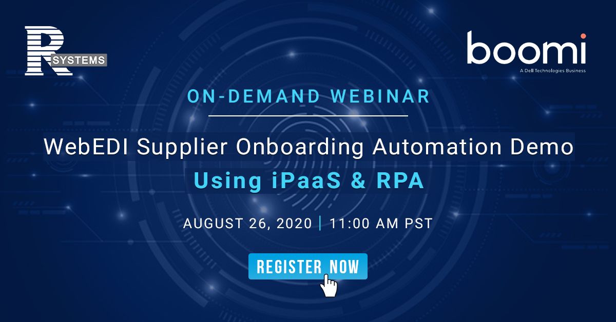 RSystems_Inc's tweet image. Overcome the challenges of #WebEDI or small onboarding process and conduct business transactions smoothly through #DellBoomi &amp;amp; #RPA integration. Register now: buff.ly/31s69e9 #digitaltransformationpartner